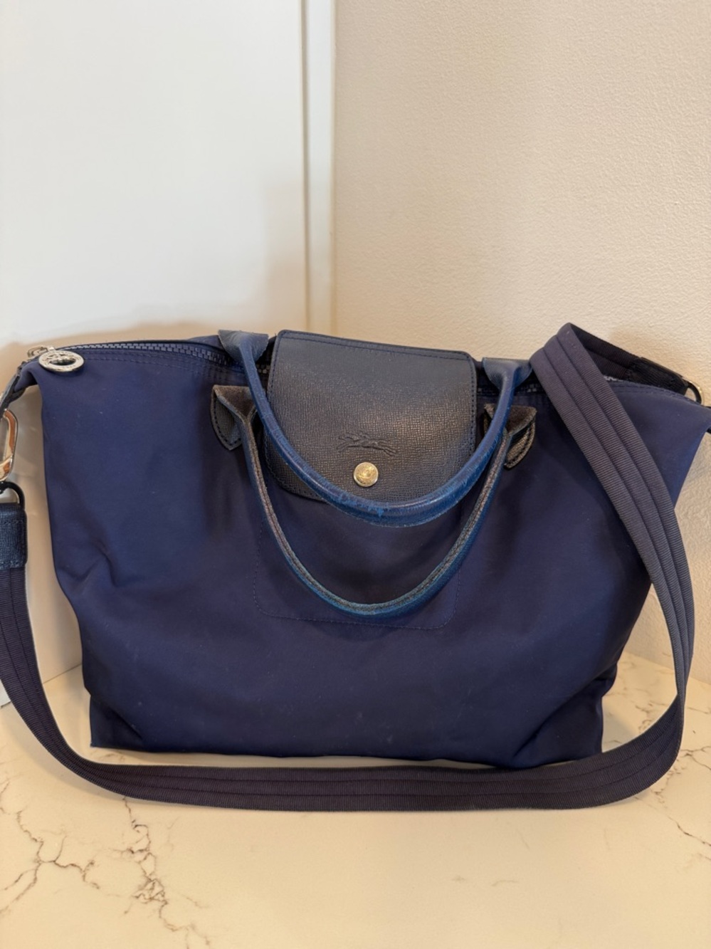 Longchamp Navy Blue Neo Nylon Tote